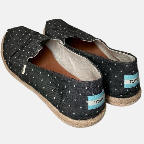 TOMS Venice Collection Polka Dot Chambray Alpargatas in Black/White Women’s 8 - Picture 4 of 6